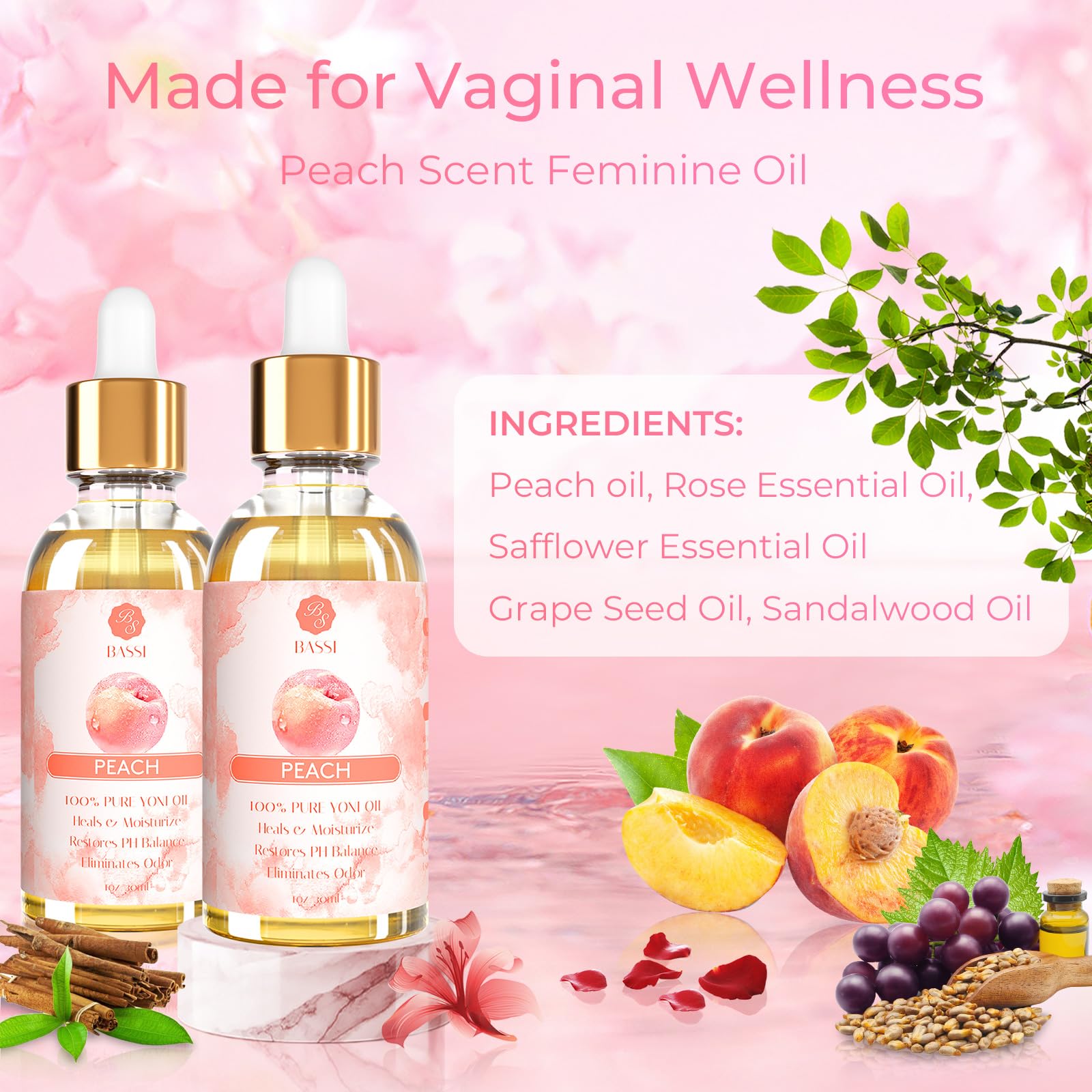 2 Pack Yoni Essential Oil Organic Feminine Oil Eliminates Odor Vaginal Moisturizer for Wetness BASSIBuy Supplements Australia