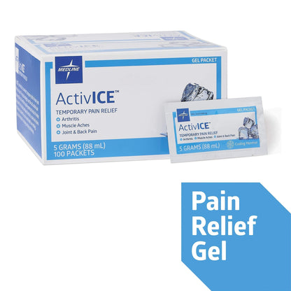 Medline ActivICE Topical Pain Reliever Gel, Great for Arthritis, Muscle Aches and Back Injuries, 5 grams - 100 Packs MedlineBuy Supplements Australia