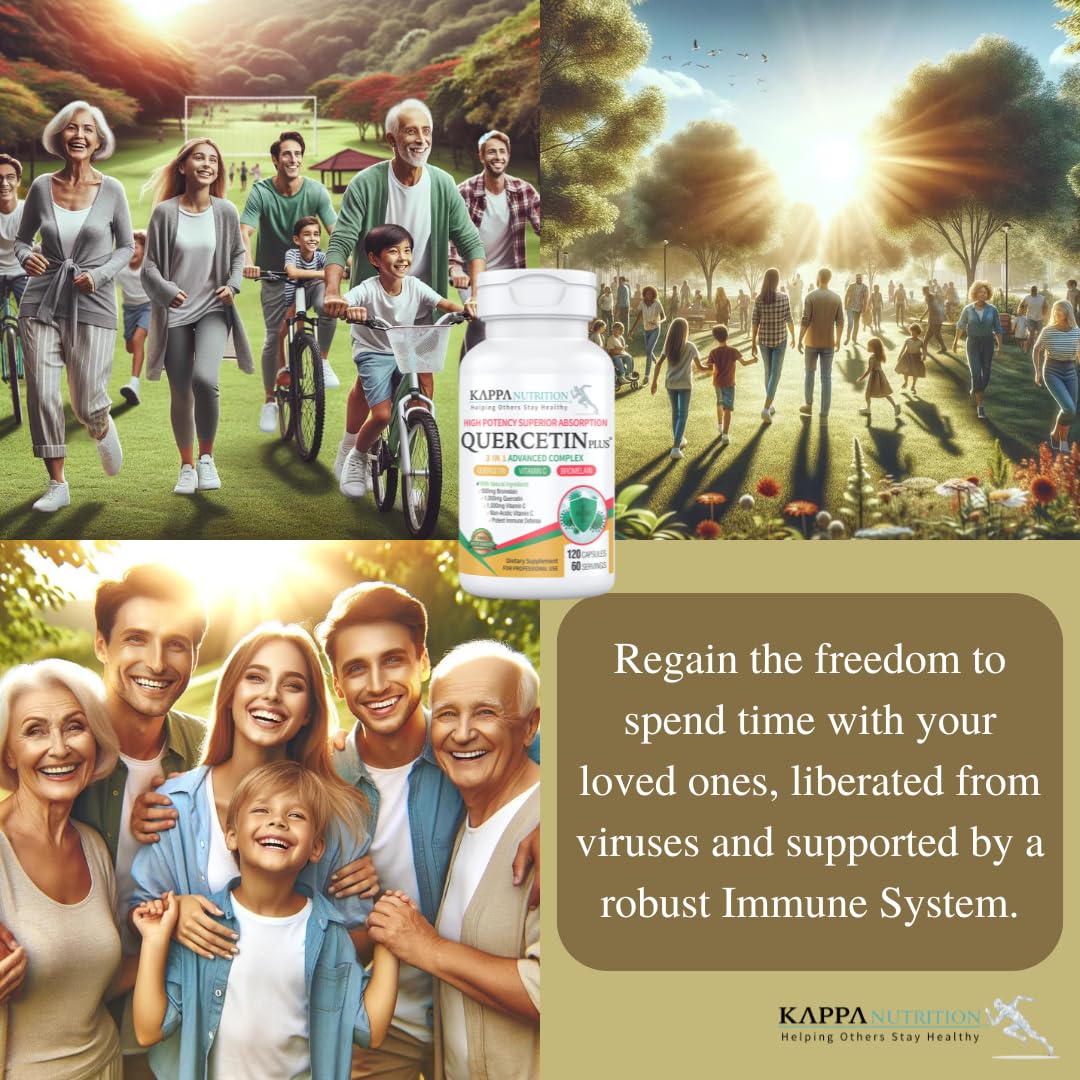 QUERCETIN PLUS, Quercetin 1,000mg, Bromelain 500mg and Vitamin C 1,000mg, (120 Capsules), 3 in 1 from Bioflavonoids, Supports Immune, Cardiovascular & Respiratory Health, Seasonal Allergy Relief. KAPPA NUTRITIONBuy Supplements Australia