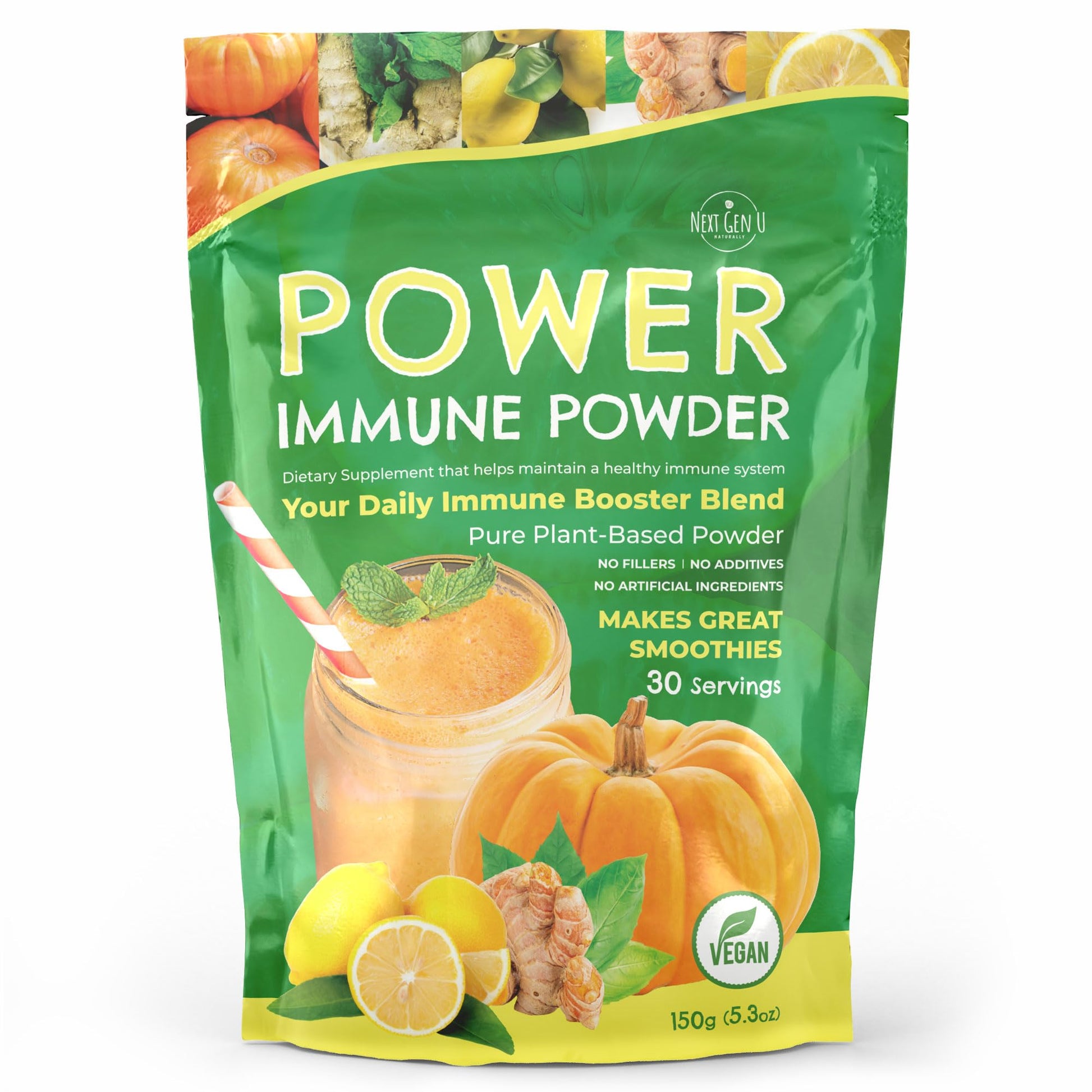 Immune Support - Supplement Powder 150g - Superfood Booster for Adults - Natural Immunity Defense - Daily Drink Mix for Women & Men - Plant Based, Vegan & Gluten Free Smoothie Boost by NextGenU NGU Next Gen UBuy Supplements Australia