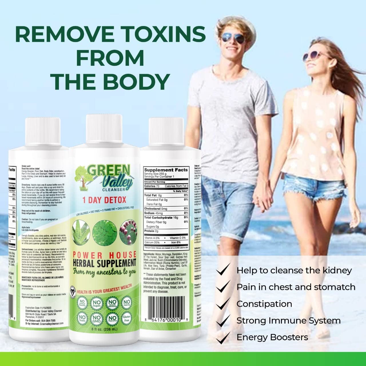 1 Day Colon Liquid Cleanse Formula and Liver Detox - Vegan Friendly, Helps Healthy Digestion Green Valley CleanserBuy Supplements Australia