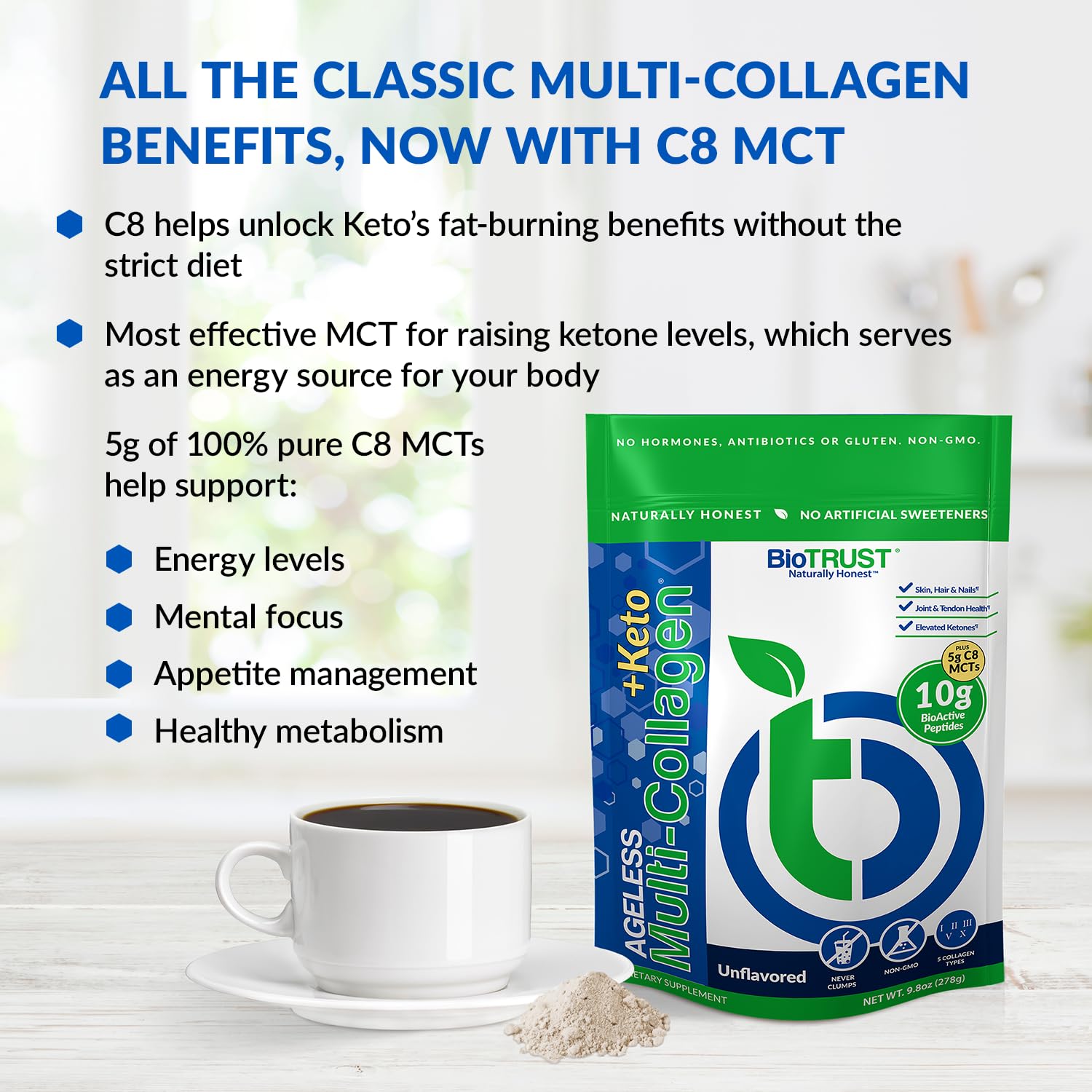 BioTrust Multi-Collagen Protein Powder + Keto MCT Oil – 5 Collagen Types Plus 100% BioTrustBuy Supplements Australia