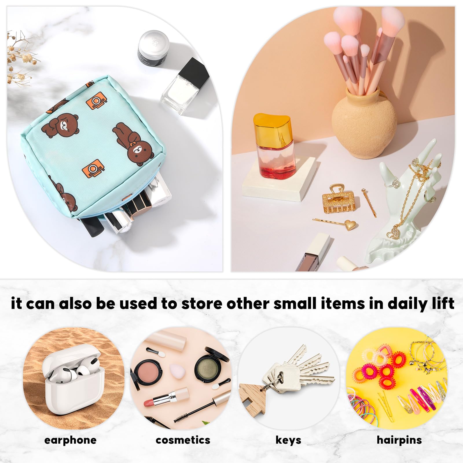4Pcs Period Bag, Sanitary Pad Storage Bag Samll Period Pouch for Purse Cute Menstrual Period Bag AsterBuy Supplements Australia