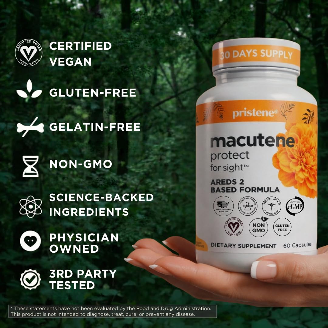 Macutene Protect Eye Vitamins for Macular Support Areds 2 with Lutein and Zeaxanthin Supplements (25mg/5mg) – Doctor Formulated Bilberry Supplement for Eyes, Lab Tested, Vegan (60 Capsules) PristeneBuy Supplements Australia