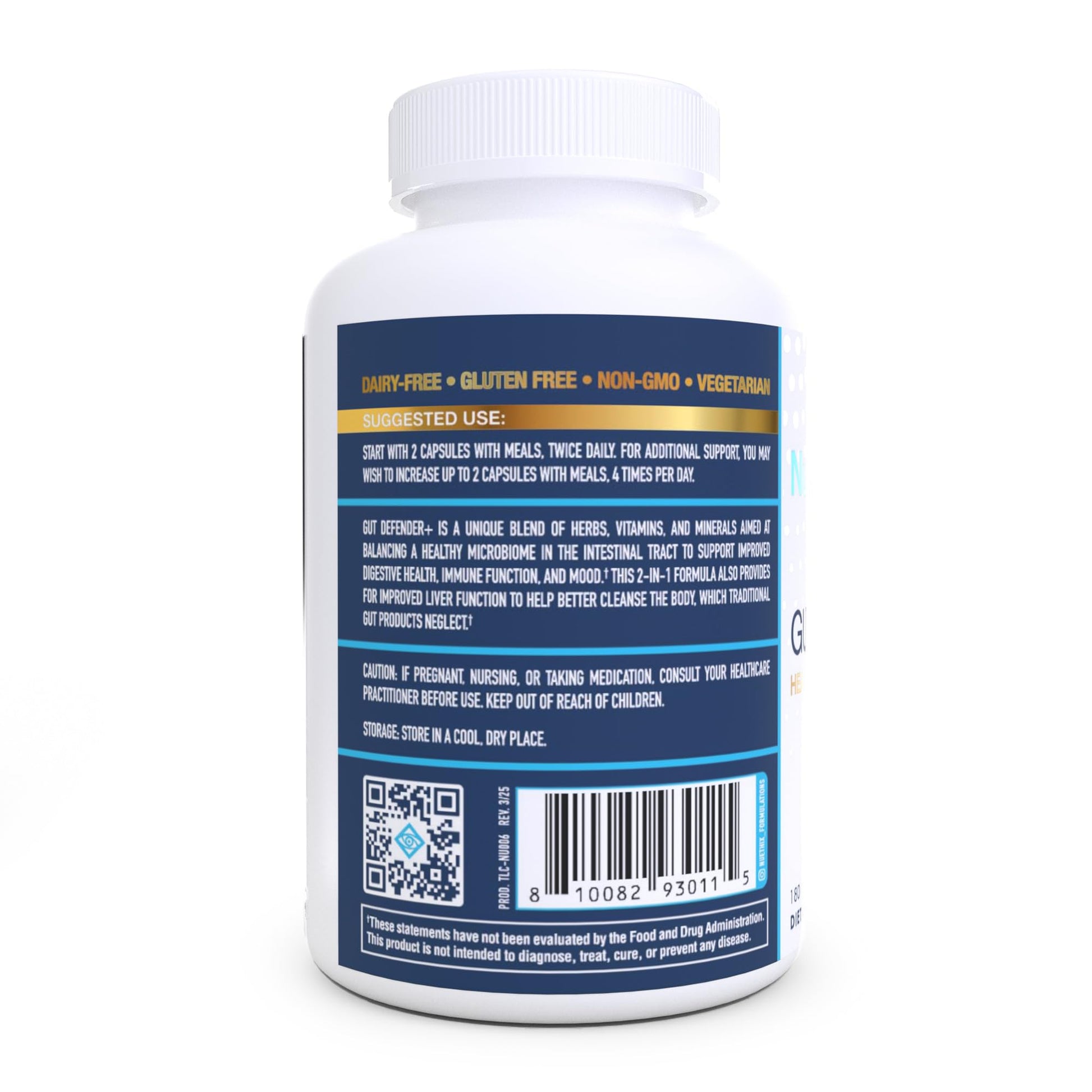 NuEthix Formulations Gut Defender+ Microbiome Balance Dietary Supplement, 180 Capsules, 90 Servings NuEthix FormulationsBuy Supplements Australia