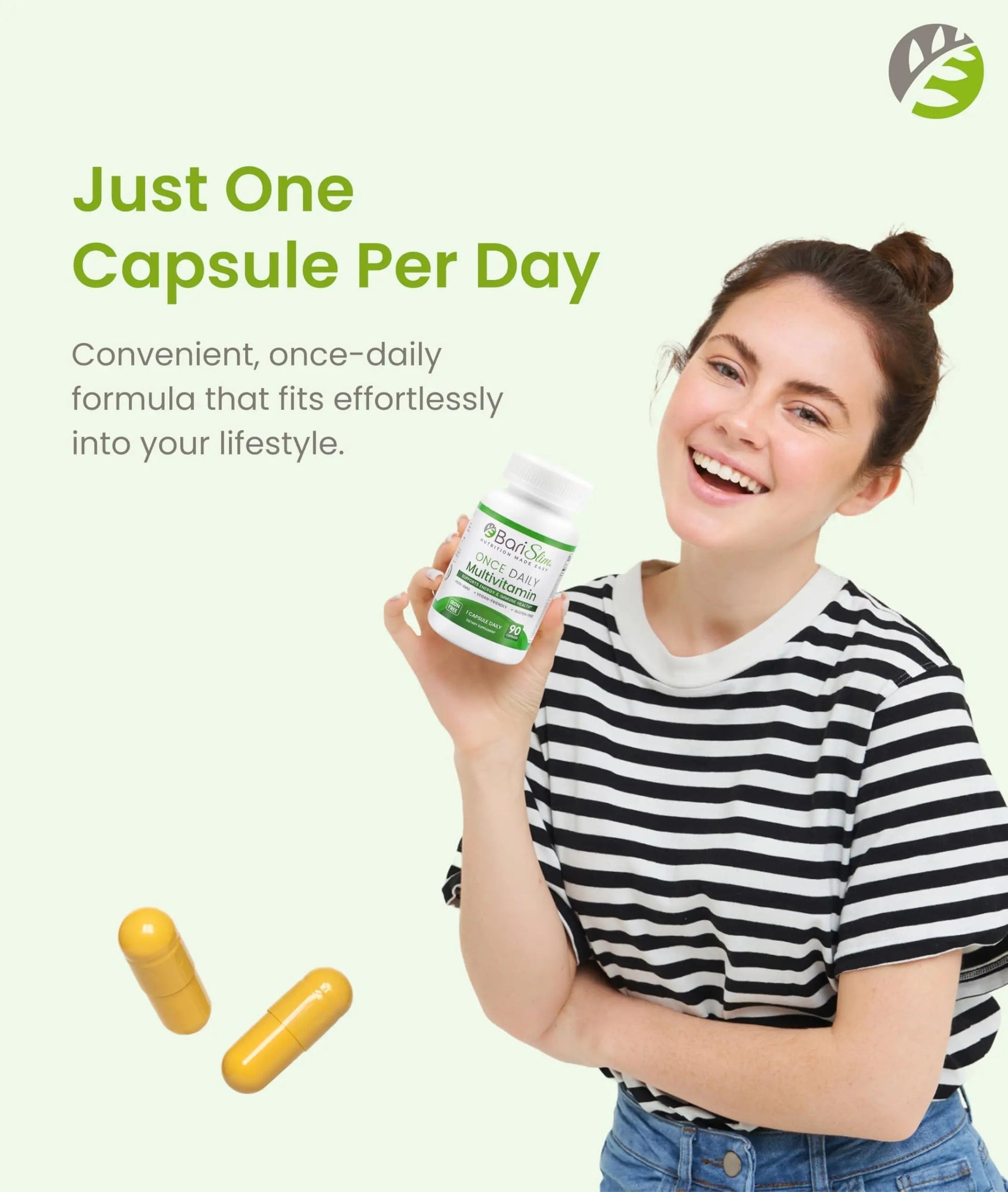 BariSlim Once Daily Bariatric Multivitamin Capsule - Iron-Free Formula - Bariatric Vitamin and Supplement for Post Surgery BariSlim