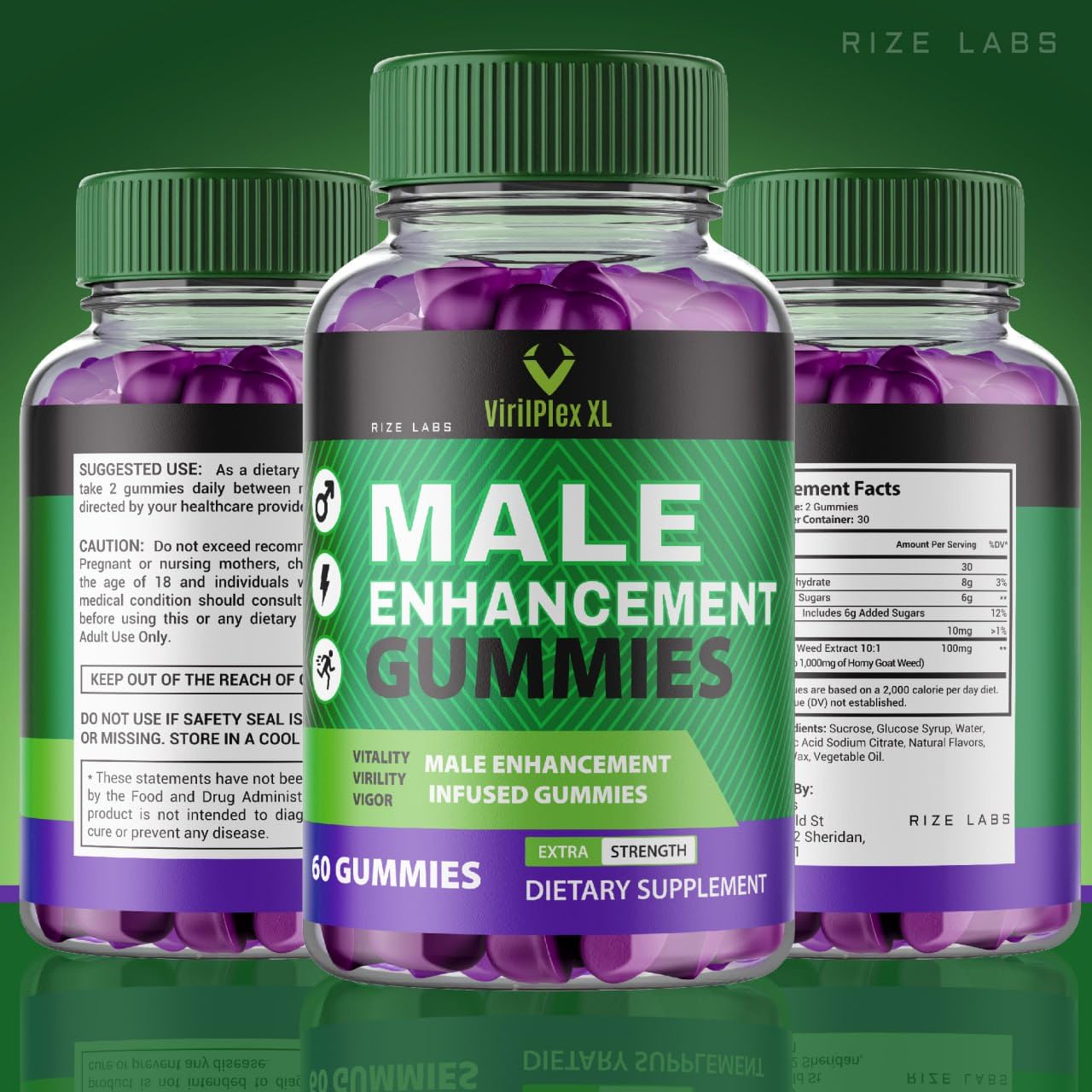rize labs VirilPlex XL Male Performance Gummies, Premium Formula for Health and Well-Being for Men, Gummys to Deliver Maximum Performance Benefits - Pack of 3(180 Gummies) rize labsBuy Supplements Australia