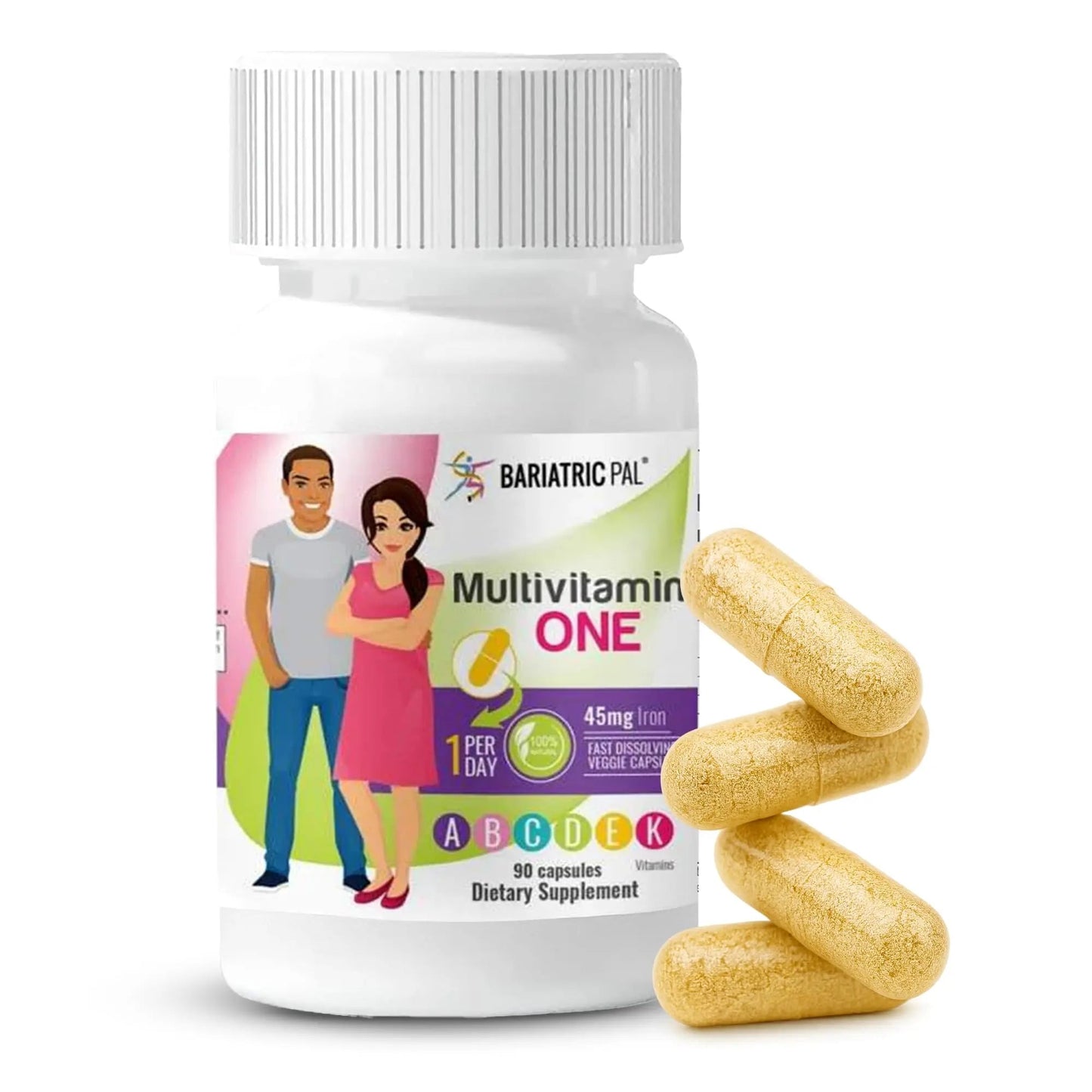BariatricPal Multivitamin ONE 1 per Day! Bariatric Multivitamin Capsule with 45 mg of Iron | Easy to Swallow Capsule | BariatricPalBuy Supplements Australia