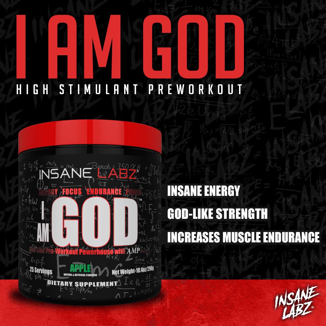 Insane Labz I am God Pre Workout, High Stim Pre Workout Powder Loaded with Creatine Insane LabzBuy Supplements Australia