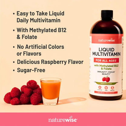 NatureWise Liquid Multivitamin for Women, Men of All Ages - Sugar Free, Vegan - Vitamins for Energy Levels, Beauty NatureWiseBuy Supplements Australia