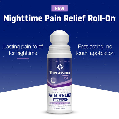 Theraworx Nighttime Maximum Strength Pain Relief Roll-on with Lidocaine – 2.5 oz - 2 Count TheraworxBuy Supplements Australia