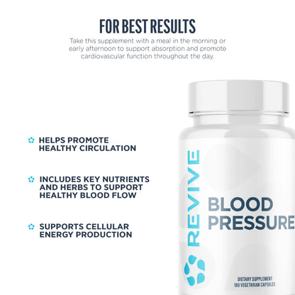 Revive MD Blood Pressure Support Supplement - Supports Heart and Circulatory Health, Energy & Daily Wellness - Magnesium, Potassium, Folic Acid & Garlic Formula (180 Vegetarian Capsules, 60 Servings) ReviveBuy Supplements Australia