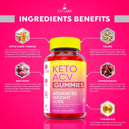 Keto ACV Gummies Advanced Weight Loss, ACV Supplement Work Fast Women Plus Men (2 Pack) S.O LabsBuy Supplements Australia