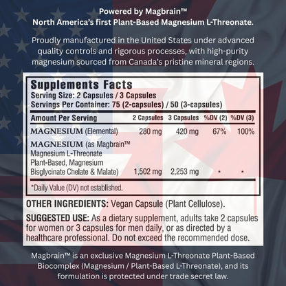 Kappa Nutrition Powered by Magbrain™ Magnesium L-Threonate Plant-Based, 150 Vegan Capsules, 420mg Elemental Magnesium (3 Capsules) from 2,253mg, Brain, Sleep & Muscle Support. KAPPA NUTRITIONBuy Supplements Australia