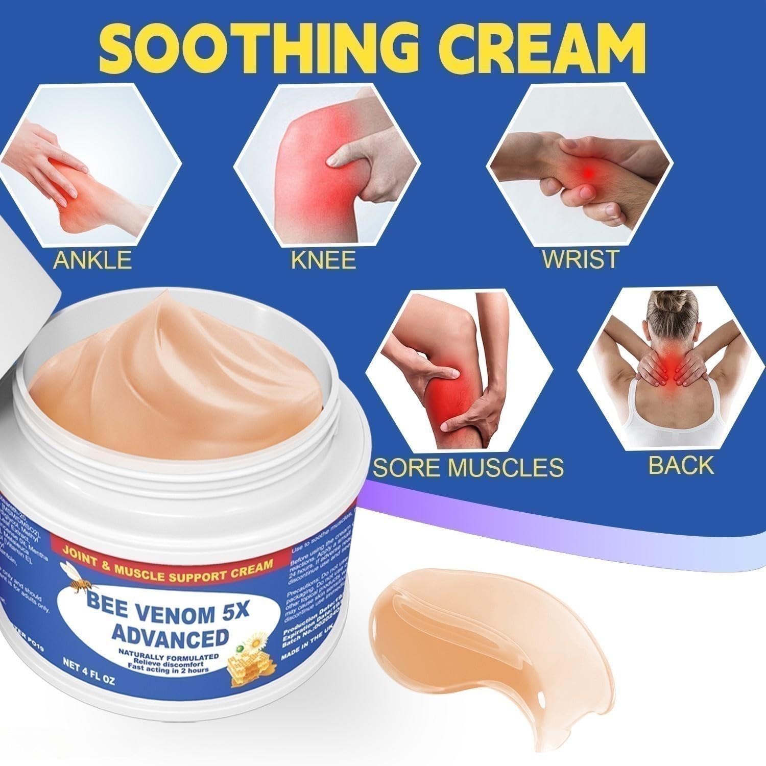 JOYFULART Zealand Bee Venom Serum Gel, Professional for Joint, Muscle, Bone Cream, 24h Fast Release, Soothing Powerful for Back, Neck, Hand, Foot, Knee, Muscle, Shoulder, Hip, Nerve JOYFULARTBuy Supplements Australia