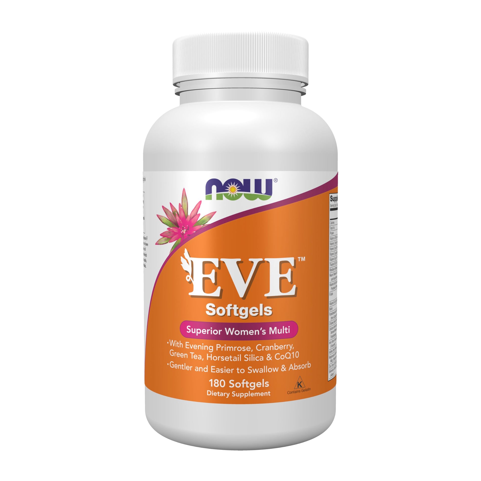 NOW Foods Supplements, Eve™ Women's Multivitamin with Evening Primrose, Cranberry, Green Tea, Horsetail Silica & CoQ10, 180 Softgels NOW FoodsBuy Supplements Australia