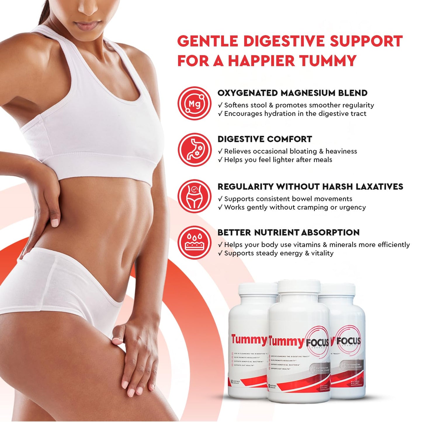 JJ Smith Tummy Focus – Digestive Cleanse Supplement with Ozonated Oxygenated Magnesium – Supports Digestion, Regularity, Bloating, Gut Balance, Nutrient Absorption, Energy & a Flatter Belly Health FocusedBuy Supplements Australia