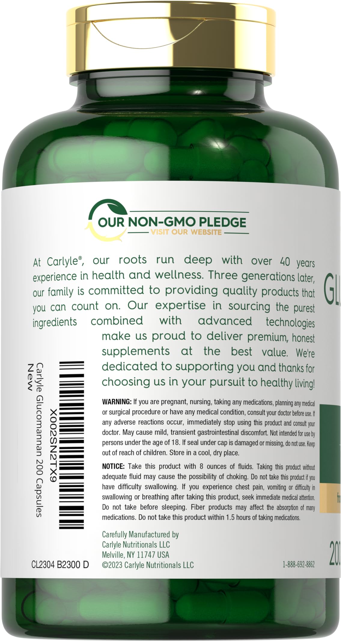 Carlyle Glucomannan Capsules | 200 Count | Soluble Fiber Pills | Non-GMO CarlyleBuy Supplements Australia