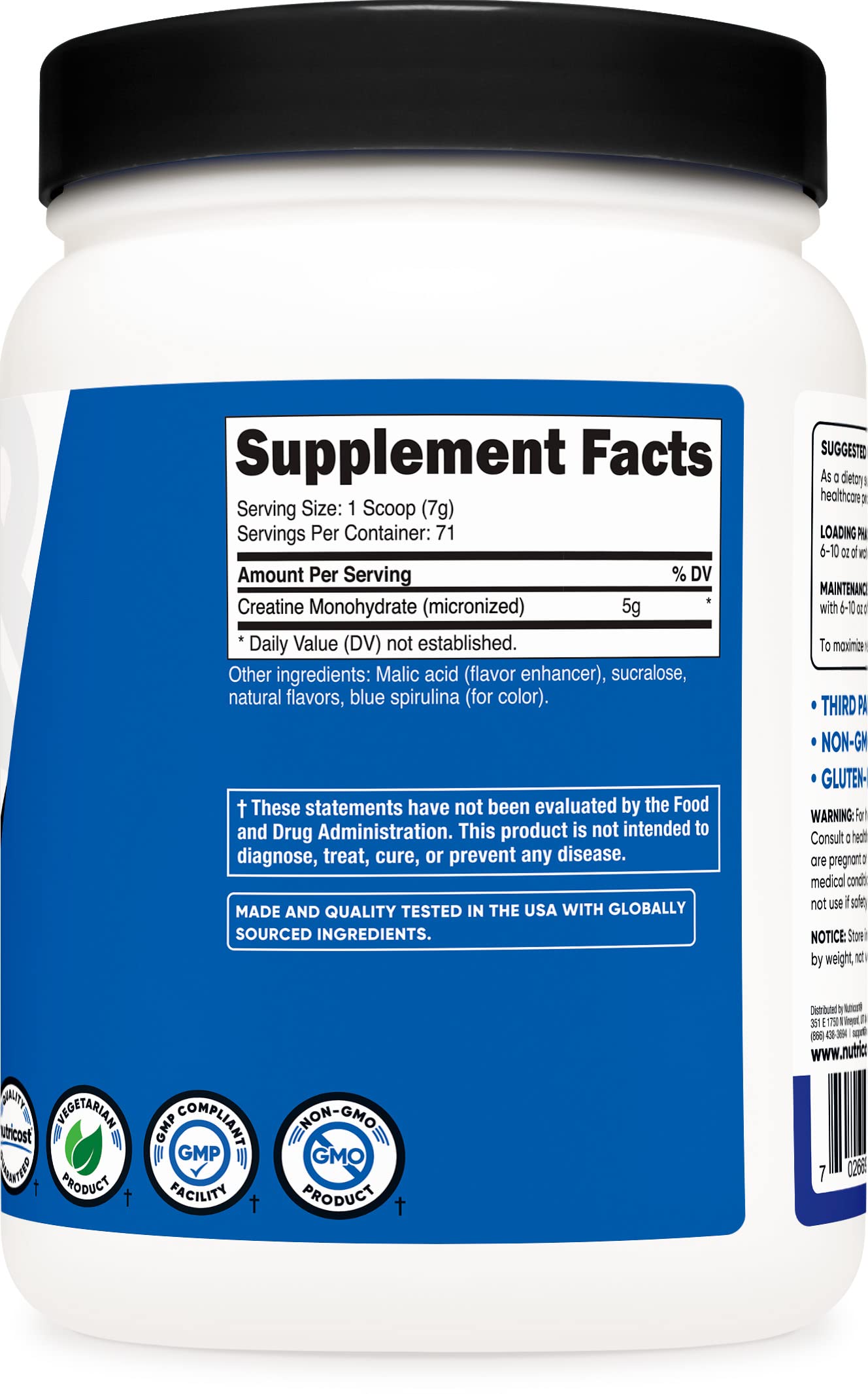 Nutricost Creatine Monohydrate Powder (Blue Raspberry), 500 Grams (1.1 LBS) NutricostBuy Supplements Australia