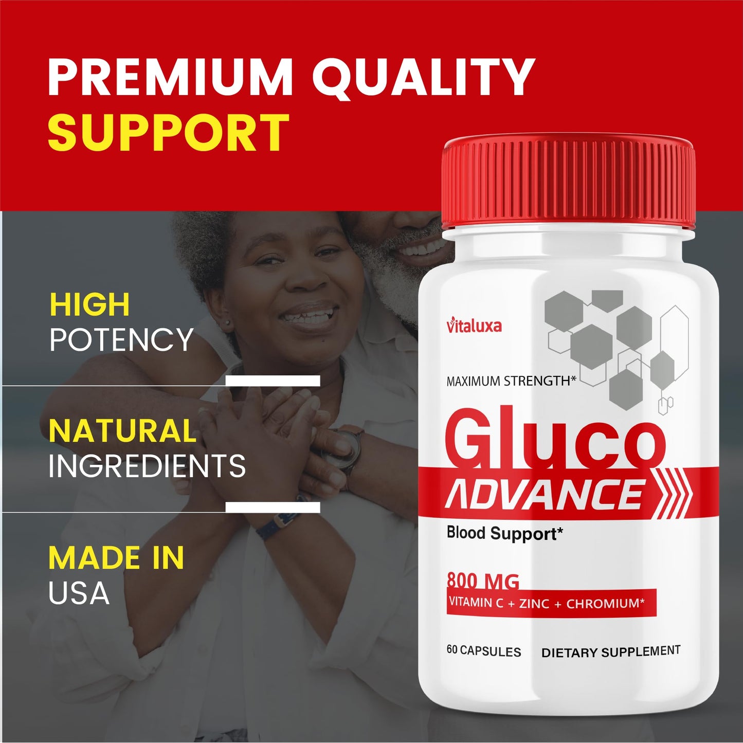 Gluco Advance Capsules, Gluco Advanced Blood Support Supplement GlucoAdvance Pills for Joints, GlucoseAdvance Premium Blend Flow Balance All Natural Formula Overall Health Wellness (60 Capsules) VitaluxaBuy Supplements Australia