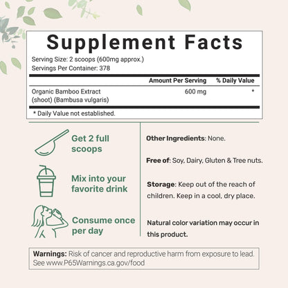 Micro Ingredients Organic Bamboo Extract Powder, 8oz (378 Servings) | Bamboo Plant Silica & Mineral Supplements | Natural Stem & Leaf Extract | Non-GMO, Gluten Free, Vegan Friendly Micro IngredientsBuy Supplements Australia