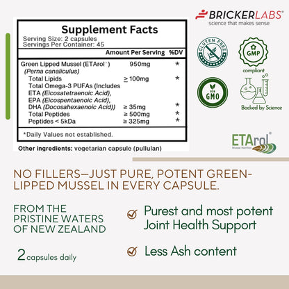 Bricker Labs Omega Cyclo - Mussel Joint Health Supplement, Premium New Zealand Green Lipped Mussel, Full Spectrum Omega Joint Supplements for Joint Health and Comfort, 90 Capsules Bricker LabsBuy Supplements Australia
