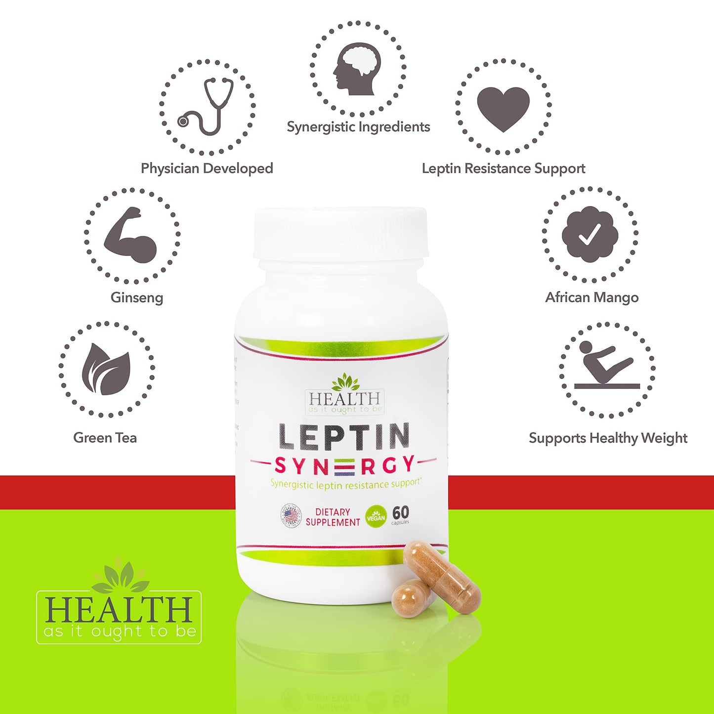 Leptin Syn3rgy (Green Tea, African Mango, Ginseng) - 60 Capsules Health As It Ought To BeBuy Supplements Australia