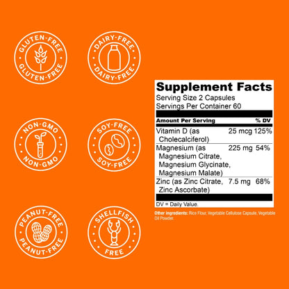 Live Conscious Magwell Magnesium Zinc & Vitamin D3 - Magnesium Glycinate, Malate, & Citrate - Triple Supplement for Women & Men