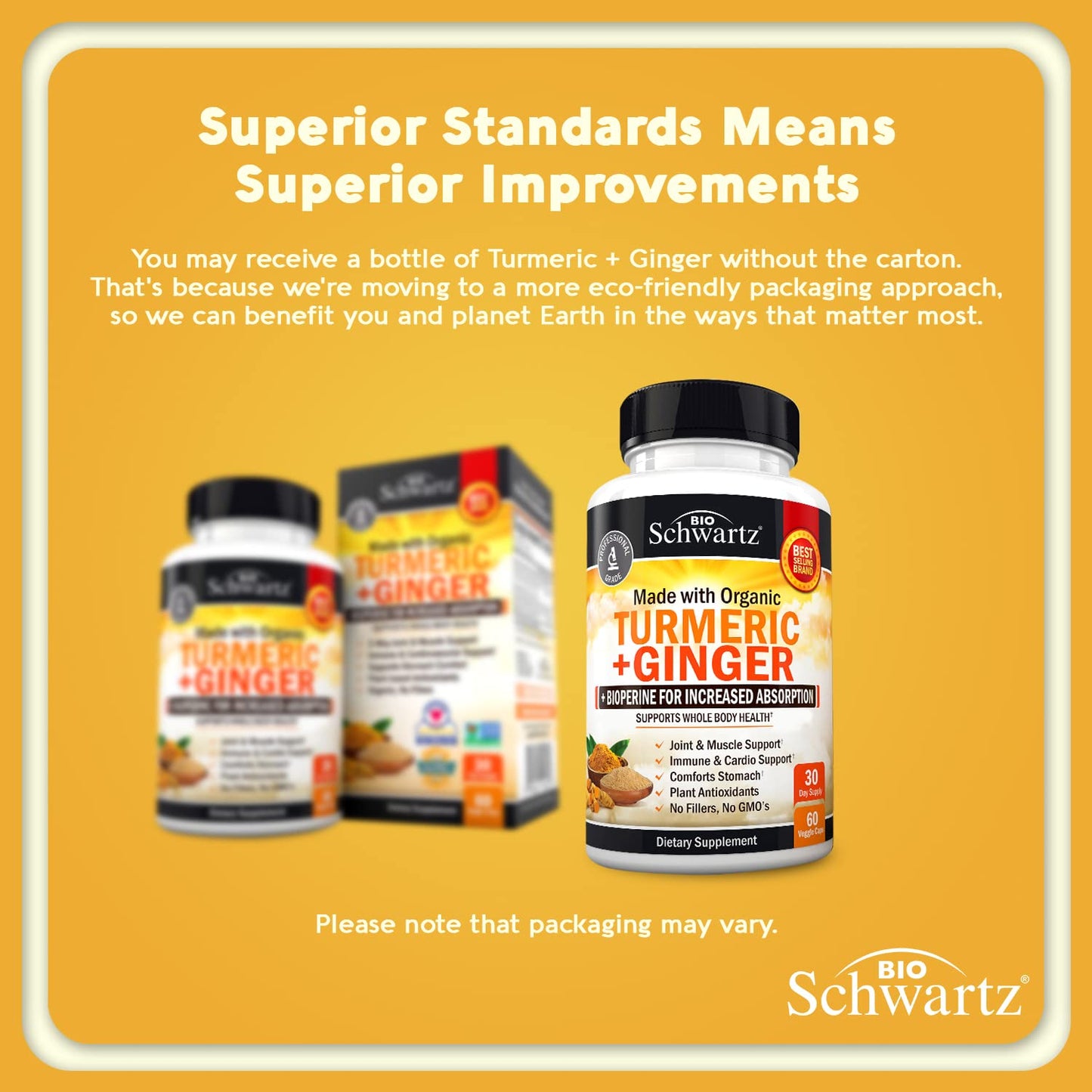 Organic Turmeric Curcumin and Ginger - 95% Standardized Curcuminoids with BioPerine BioSchwartzBuy Supplements Australia