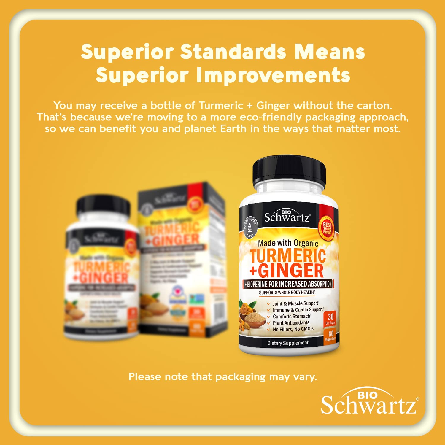 Organic Turmeric Curcumin and Ginger - 95% Standardized Curcuminoids with BioPerine BioSchwartzBuy Supplements Australia