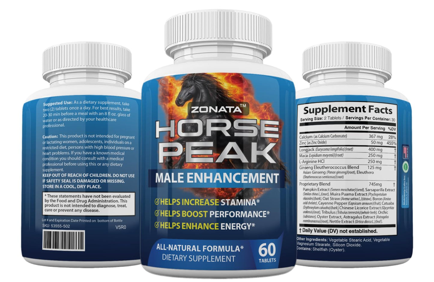 Zonata Horse Peak Dietary Supplements for Men - Horse Peak Supplement Naturally Enhance Performance, Endurance, and Energy Levels* - Horse Peak Pills - 60 Count ZonataBuy Supplements Australia