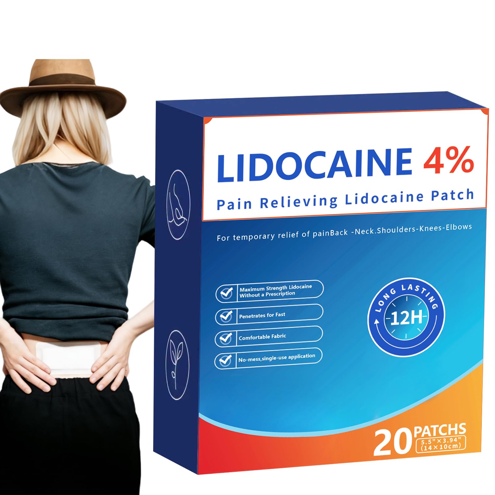 AROSLU 4% Lidocaine Maximum Strength Pain Relief Patches | Muscle & Joint Relief for Neck, Back, Knee, Shoulders | 12 Hour Long Lasting | 20 Count AROSLUBuy Supplements Australia