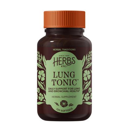 Herbs Etc. Lung Tonic - Lung Supplement for Bronchial Support - Healthy Breathing Support with Mullein, Horehound & Grindelia - 120 Softgels Herbs Etc.Buy Supplements Australia