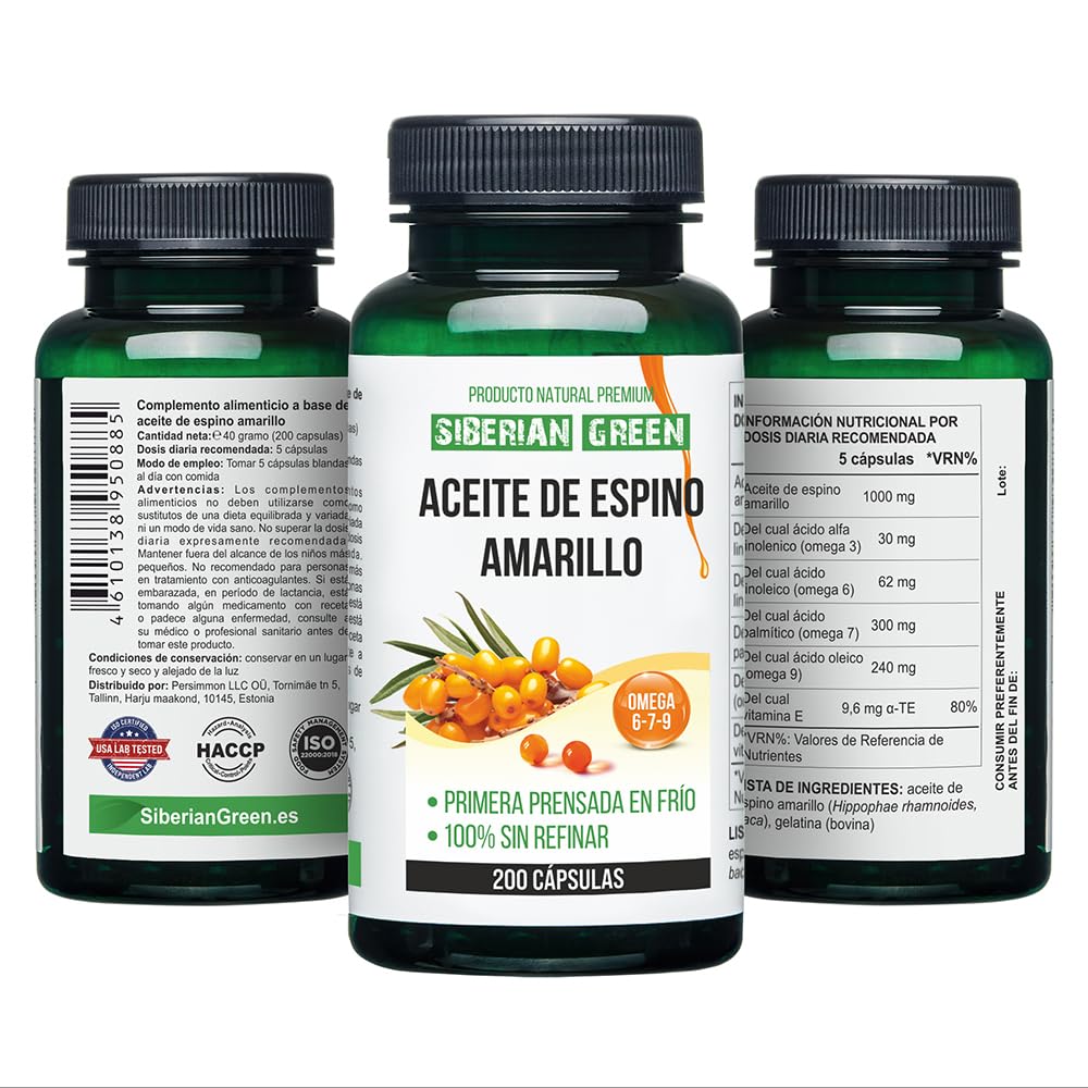 Siberian Sea Buckthorn Oil Capsules 200 Softgels | from Wild-harvested Siberian Sea Siberian GreenBuy Supplements Australia