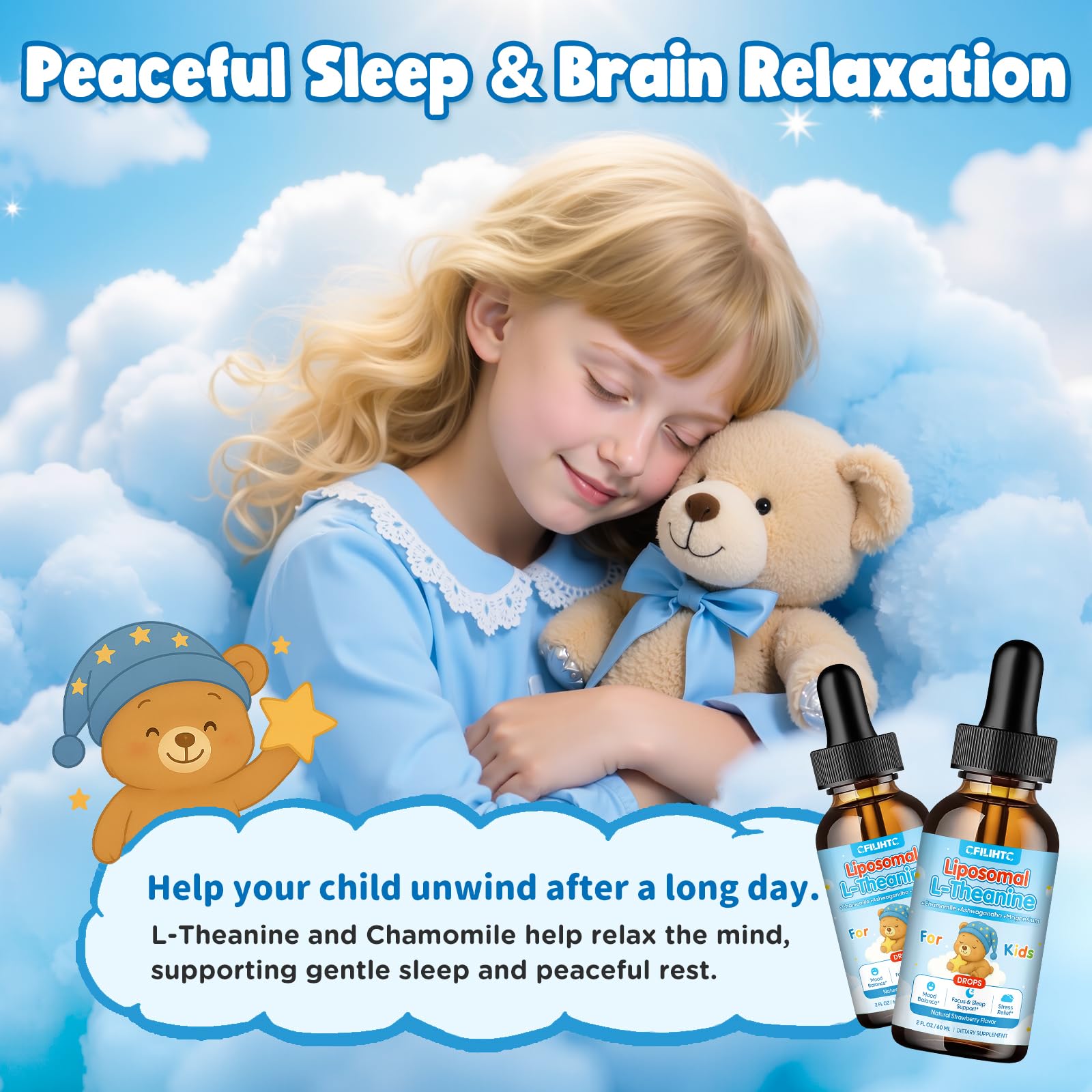 Liposomal L-Theanine Drops for Kids & Adults – Liquid L-Theanine Supplement with Magnesium Glycinate, Ashwagandha, Chamomile, Vitamin B6 & D3 – Supports Calm, Focus & Restful Sleep – Strawberry Flavor CFILIHTCBuy Supplements Australia