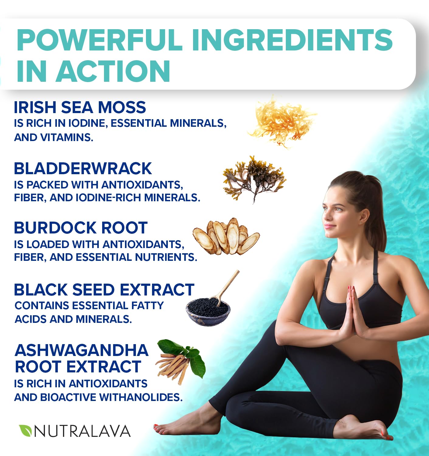 NUTRALAVA Sea Moss Pills, All-in-One Blend with Irish Sea Moss Black Seed Oil Ashwagandha, Sea Moss Capsules for Women and Men - Gluten-Free, Non-GMO, 60 Capsules NUTRALAVABuy Supplements Australia