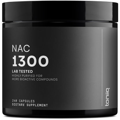 Toniiq 1300mg NAC - 4 Month Supply - Min. 98%+ Tested Purity - Ultra High Strength Bioavailable NAC Cysteine Supplement - 240 Vegetarian N Acetyl Cysteine