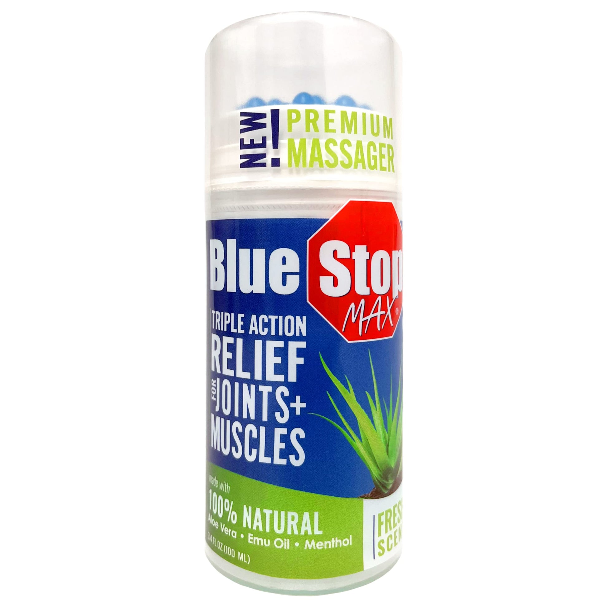 Blue Stop Max Applicator: Fast-Acting Massage Applicator for Sports Cream, Elbow Relief, Performance Roll On for Muscle & Joint Soreness - Convenient Relief for Active Individuals, 1 Pack of 3.4 Oz Blue Stop MaxBuy Supplements Australia