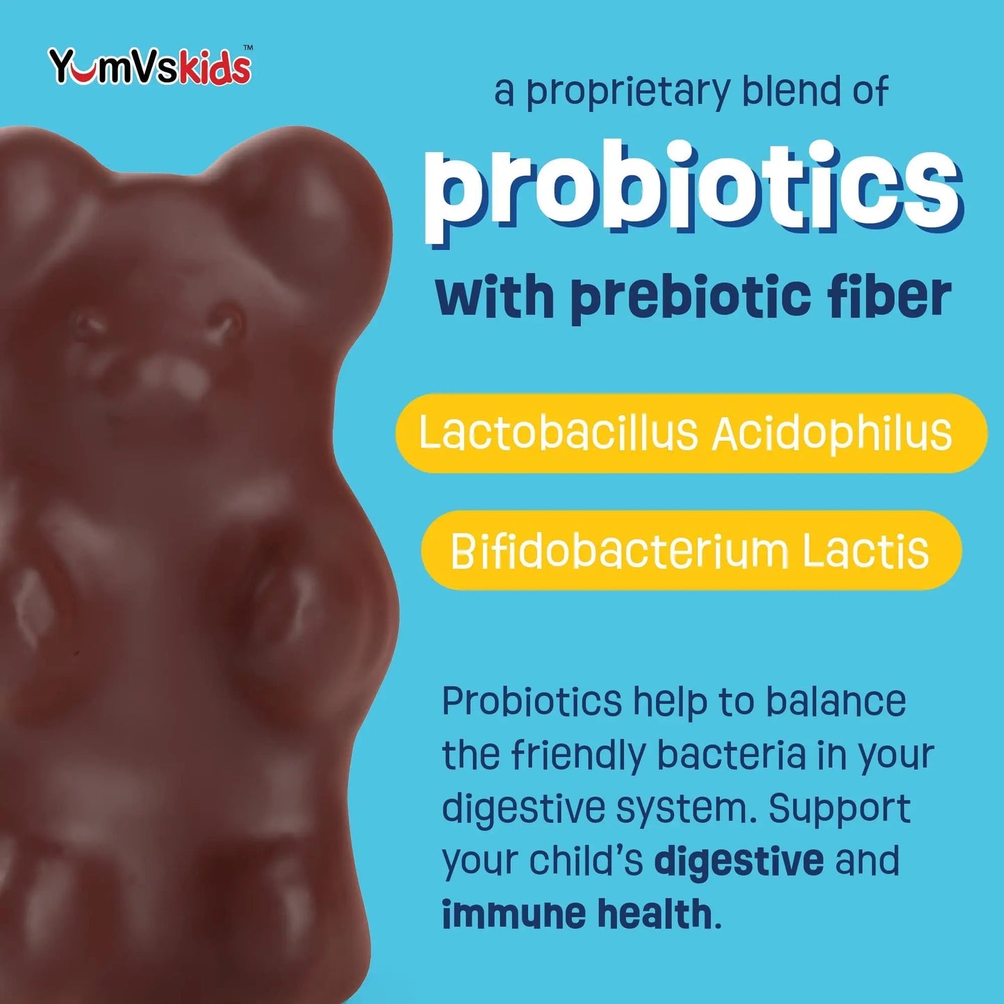 YUM-V'S Probiotics & Multivitamin Bundle for Kids – Probiotic with Prebiotic Fiber Chocolate Bears + Multivitamin & Multimineral with Iron Chewables – Digestive, Immune & Overall Health Support YUM-V'SBuy Supplements Australia