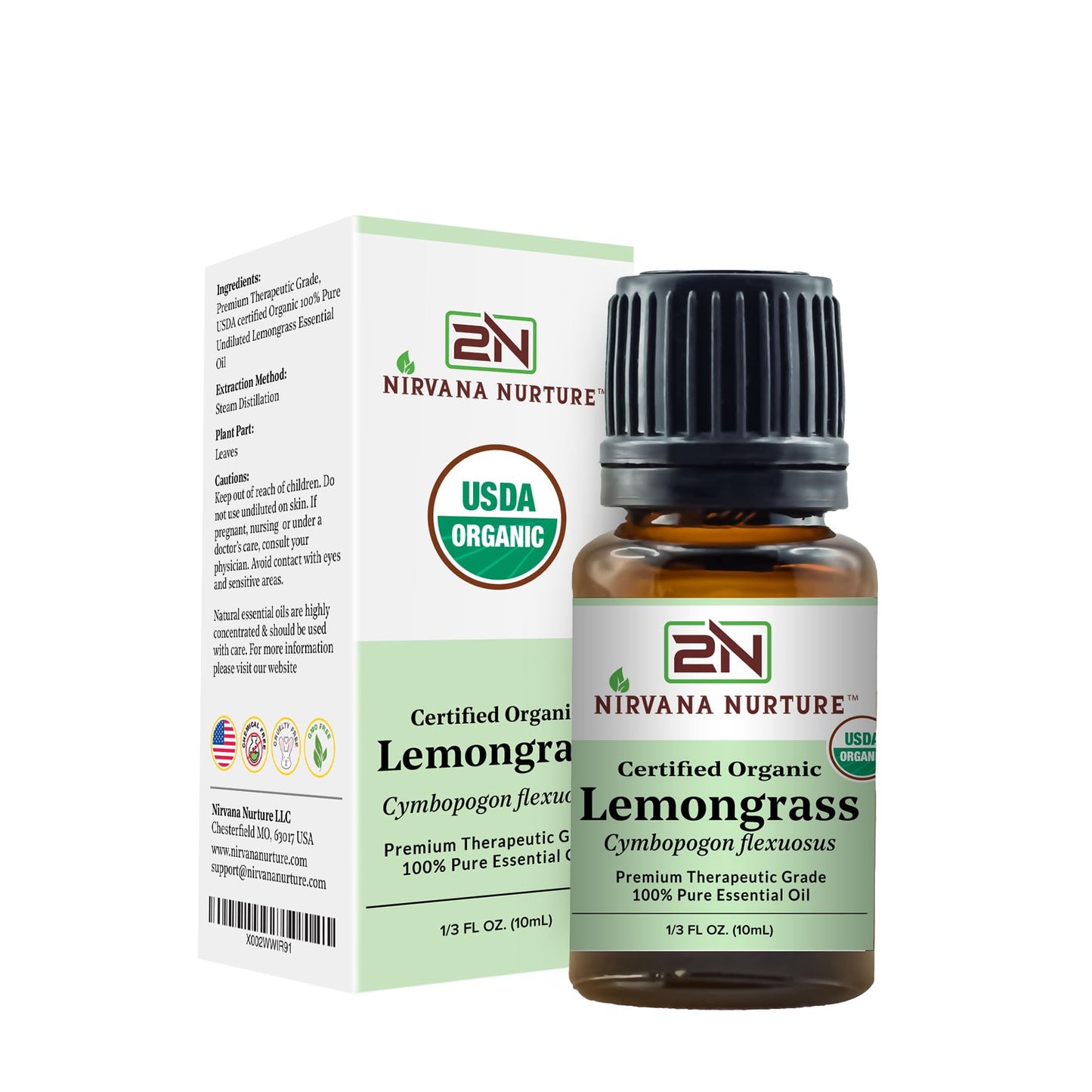 Nirvana Nurture Lemongrass Essential Oil USDA Certified Organic 100% Pure Premium Therapeutic Grade Nirvana NurtureBuy Supplements Australia