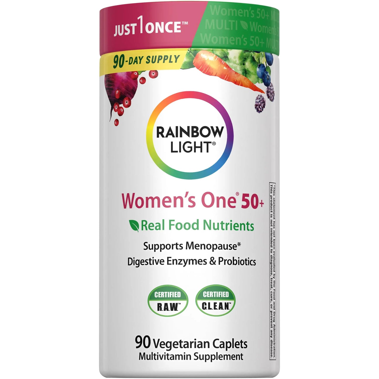 Rainbow Light Womens One + Multivitamin 50 Plus | 90 Caplets | Supports Menopause | Real Food Nutrients, Digestive Enzymes & Probiotics Rainbow LightBuy Supplements Australia