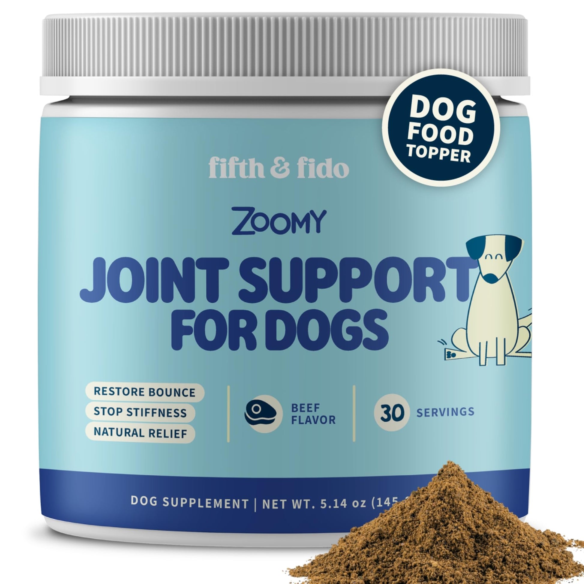 Fifth & Fido Joint Supplement for Dogs - Glucosamine for Dogs - Pet Vitamins and Supplements Powder with Chondroitin & MSM - Hip & Joint Support for Mobility, Stiffness & Flexibility - Mushroom Blend Fifth & FidoBuy Supplements Australia