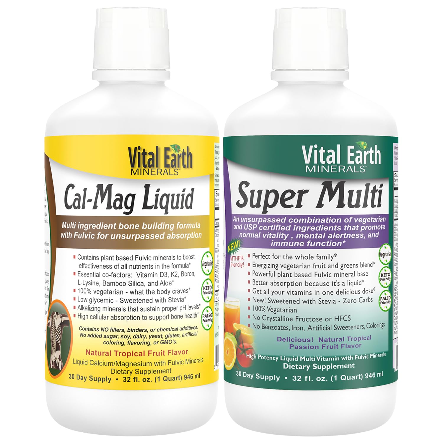 Vital Earth Minerals Bone & Wellness Support – Cal Mag Liquid + Super Multi, Liquid Multivitamins, MTHFR Support, 32 Oz Ea Vital Earth MineralsBuy Supplements Australia