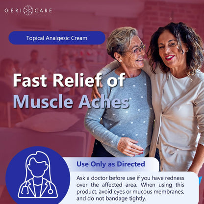 GeriCare Topical Analgesic Cream, Menthol 10%, Methyl Salicylate 15%, Fast Absorption, Pain Relief of Minor Muscle Aches, Body Stiffness, Joint Pain & Soreness, 3 Ounce (Pack of 1) GeriCareBuy Supplements Australia