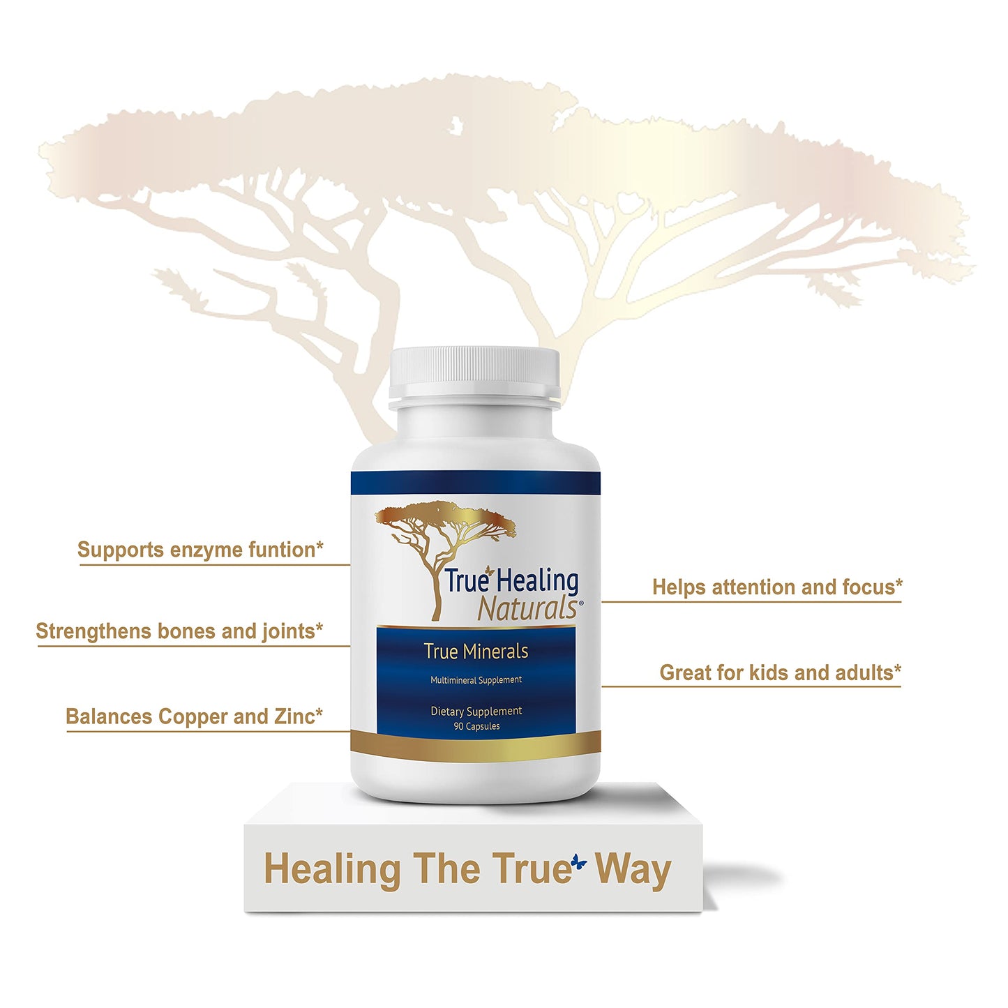 True Healing Naturals - True Minerals Supplement, Promotes Gut & Heart Health, 90 Vegetarian Capsules True Healing NaturalsBuy Supplements Australia