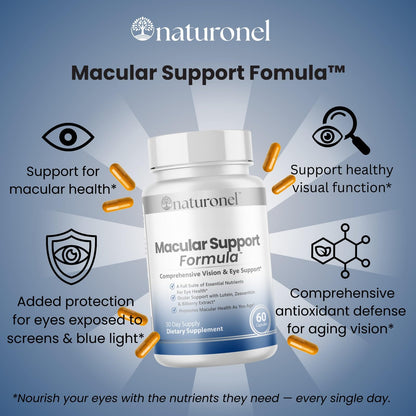 Naturonel Macular Support Formula – Vision & Eye Health with Lutein, Zeaxanthin, Bilberry, Eyebright & Antioxidants | Non-GMO, Made in USA, GMP Certified – 60 Capsules, 30 Day Supply (1) NaturonelBuy Supplements Australia