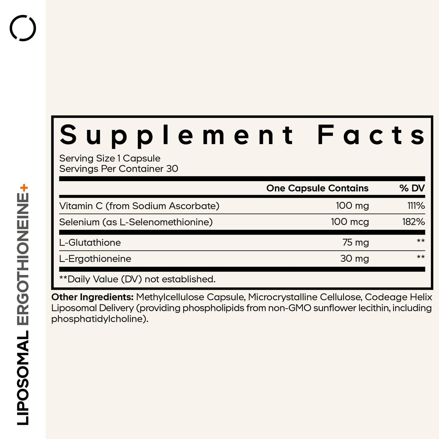 Codeage Liposomal Ergothioneine+ Supplement - L-Ergothioneine, L-Glutathione, Vitamin C, Selenium, Phospholipid Complex - Healthy Aging & Antioxidant - Vegan, Non-GMO, Soy-Free – 30 Capsules CodeageBuy Supplements Australia