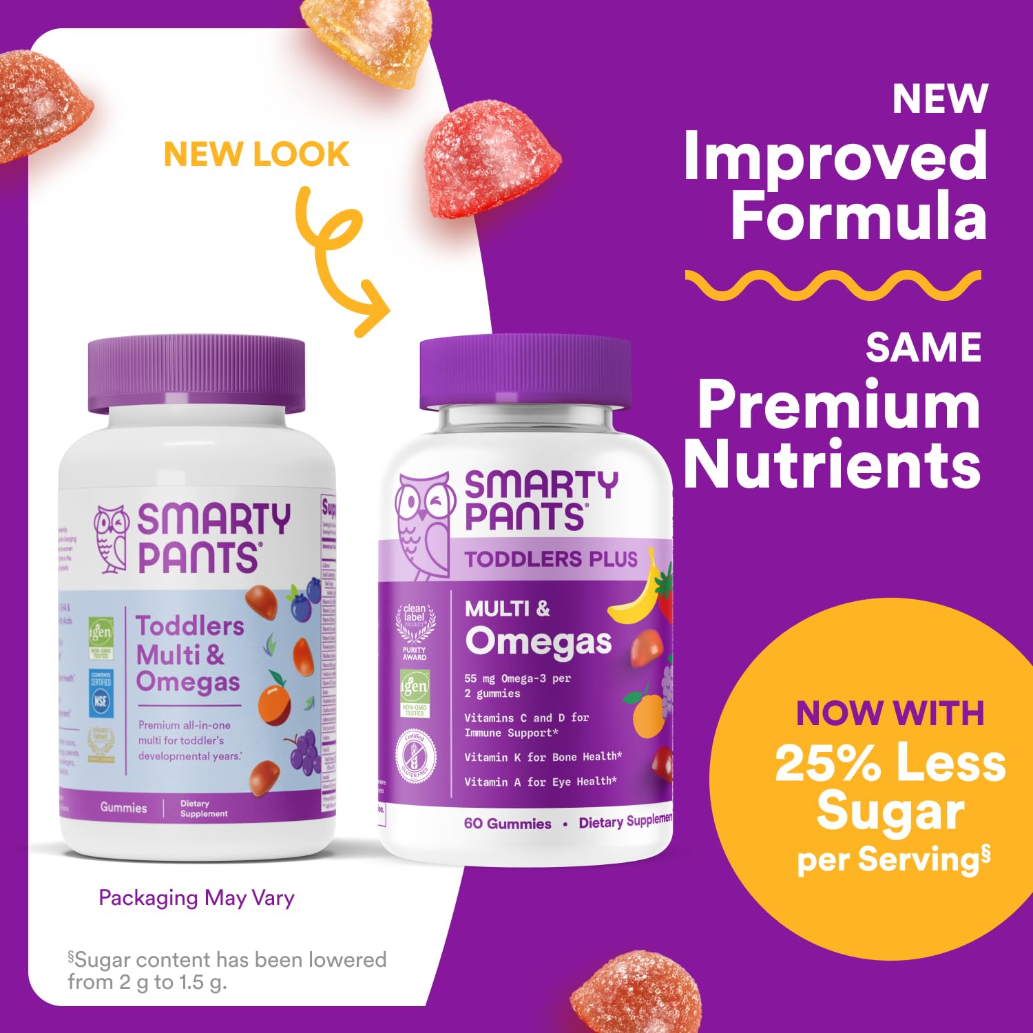 SmartyPants Toddler Multivitamin Gummies - Improved Formula: Omega 3 (DHA/EPA), Vitamins D3, C, Vitamin B12, B6, A, K & Zinc SmartyPantsBuy Supplements Australia