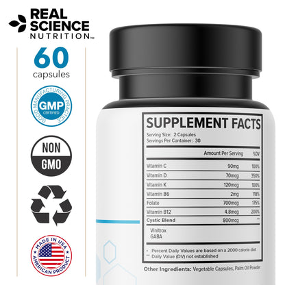Real Science Cystic Miracle - Lung Support Supplement for Breathing Support and Mucus Clearance – with Vinitrox & GABA to Help Clear Lungs and Aid Respiratory Health, Made in USA, 60 Caps Real Science NutritionBuy Supplements Australia