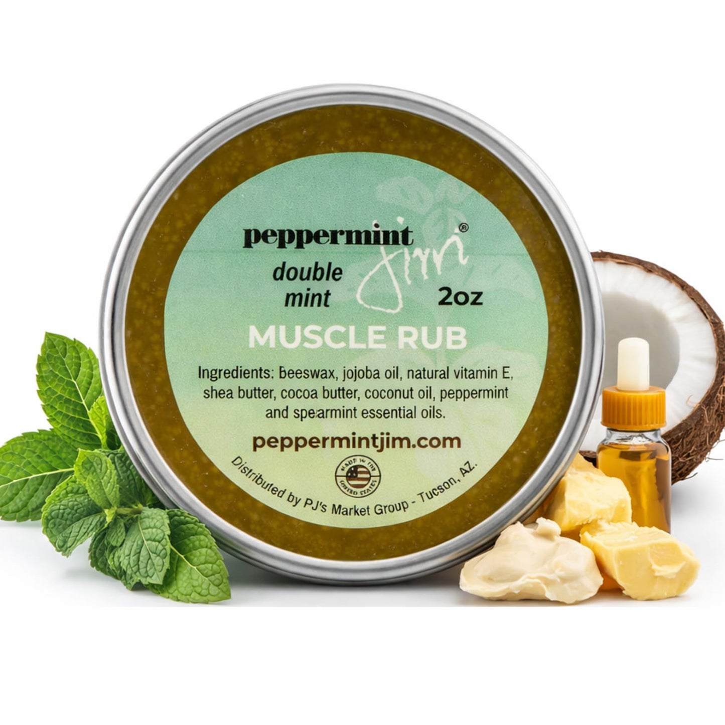 Peppermint Jim Double Mint Muscle Rub Balm 2oz, Fast Absorbing Cooling Relief Cream with Peppermint & Spearmint Oils, Non Greasy Soothing Balm for Sore Muscles, Back, Neck & Joints - Plant Based Peppermint JimBuy Supplements Australia